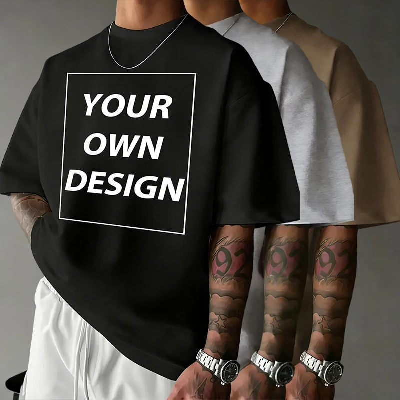 Customized Your Print Summer Cotton Comfortable T-Shirt Basics Fashion Short Sleeve Street Sport Tee Shirts Loose Breathable Top