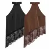 HH 2026 Woman New Fashion Sleeveless Sexy Backless Lace Patchwork Decoration Halter Collar Tops Female Casual Soft Halter Top