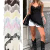 HH Sexy Women Asymmetrical Lace Slip Tops Summer Female Backless Sleeveless Off Shoulder Underwear Tanks Elegant Beach Camisole