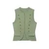 Women Knitting Tank Tops Camis 2026 Summer O-Neck Buttons Solid Sleeveless Female Elegant Street Top Clothing
