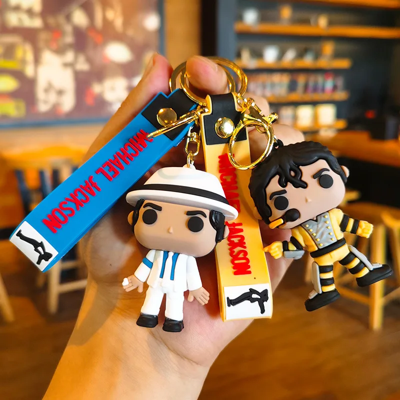 4 Styles King of Dance Jackson Keychain Classic Singer Key Ring Holder Pendant Key Chains Michael Jackson Men's and Women's Gift