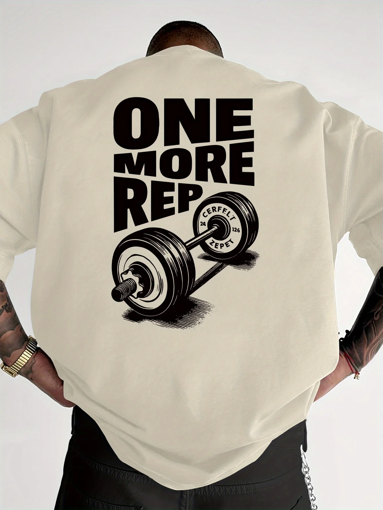 Men's T-Shirt Vintage Funny Gym Workout ONE MORE REP Weightlifting Women Streetwear Cotton Oversized Tees Short Sleeve Loose Top