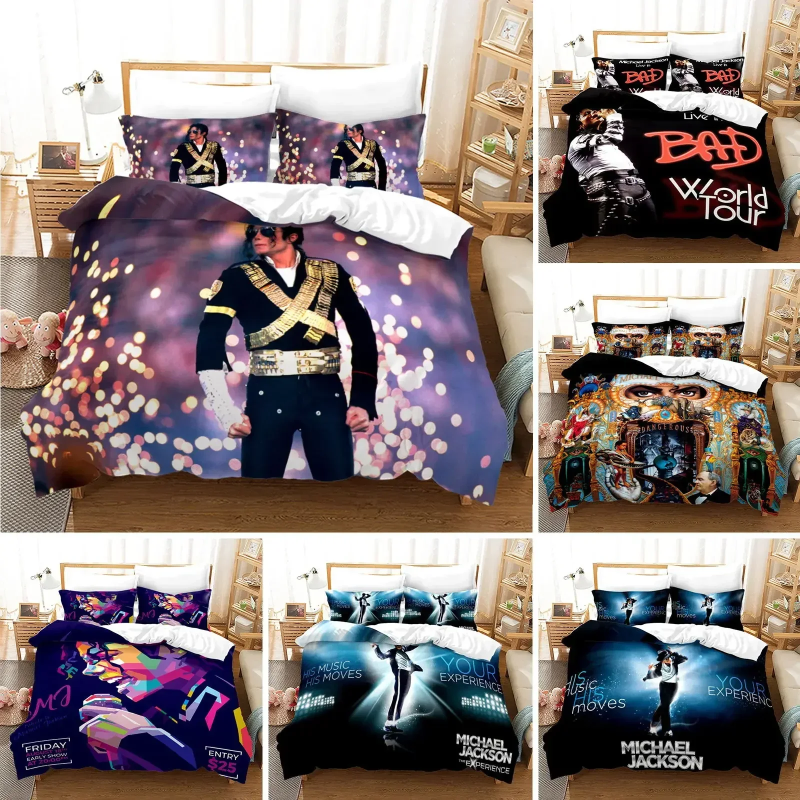 3D Printed Michael Jackson Bedding Set Duvet Cover Bedroom Comforter Single Twin King Size Quilt Cover Home Textile 2/3PCS