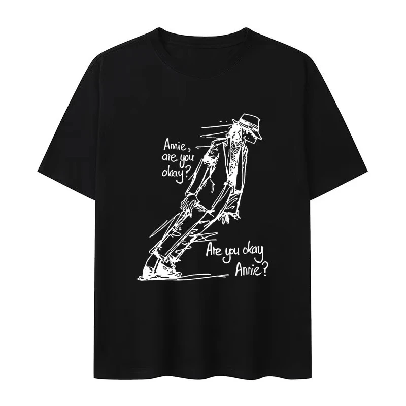2026 New Summer Classic Michael Jackson Are You Okay Print Punk Rock Fashion Short Sleeve T-shirt Men Women Cotton Cozy Tshirt