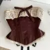 SINGREINY Sexy Vintage Strapless Tops Sleeveless Bow Lace Spliced Backless Bandage Camis 2025 Ladies Slim Sexy Streetwear Corset