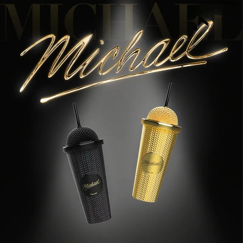 In Stock Michael Jackson Water Cup Microphone-Shaped Cold Water Cup Creative Collectible Gift