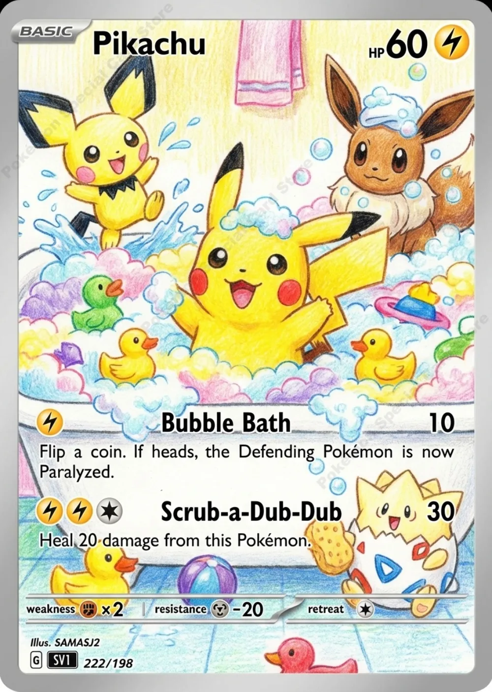 5Pcs Pokemon Cards Squirtle Piplup Jigglypuff Marill Take A Bath Series PTCG Collection Cards Rare Holo Cards Pokemon Gift - Image 6
