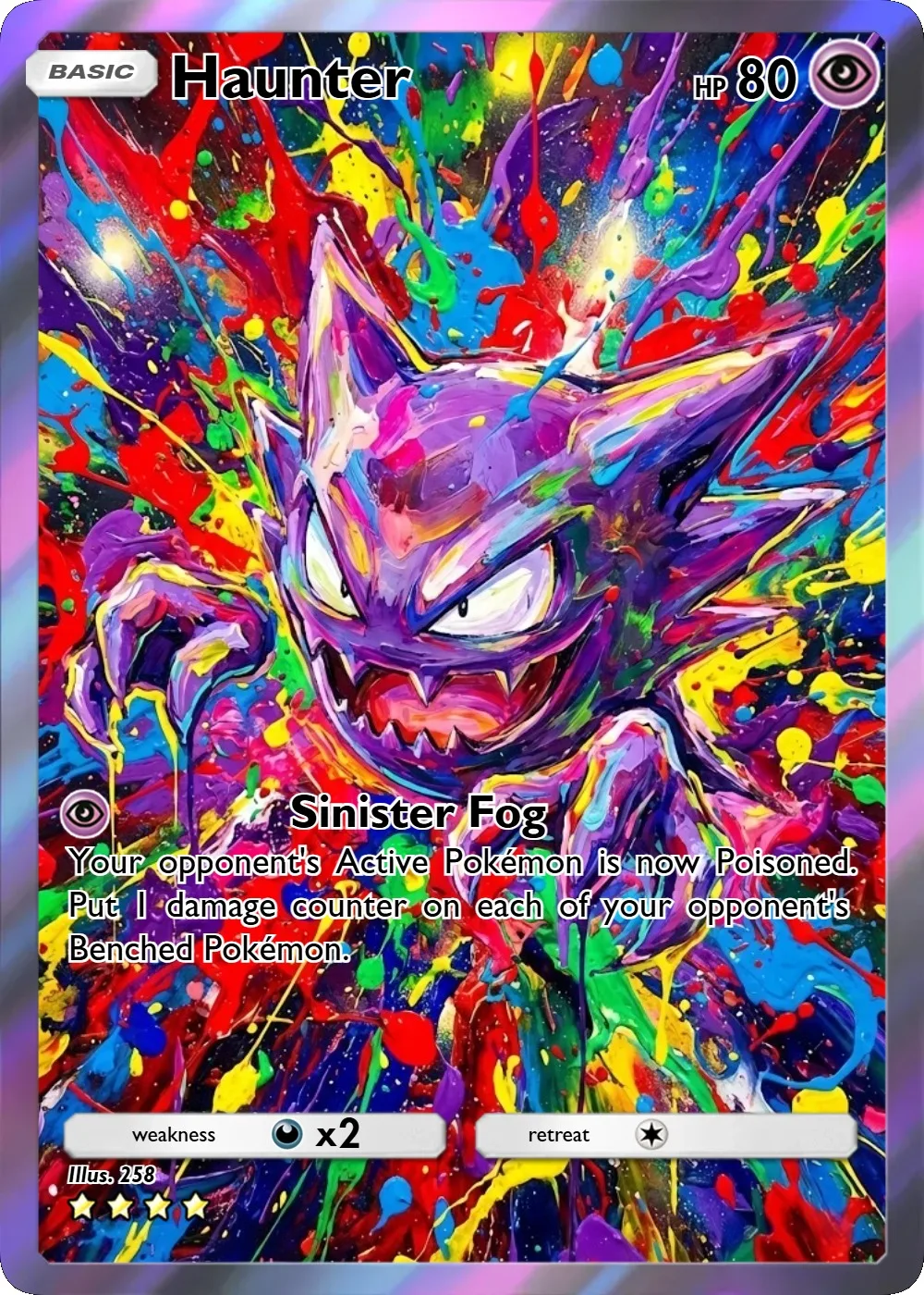 5Pcs Pokemon PTCG Cards Gengar Haunter Watercolour Style Holo Rare Booster Cards Set Creativity Collection Pokemon Cards - Image 6