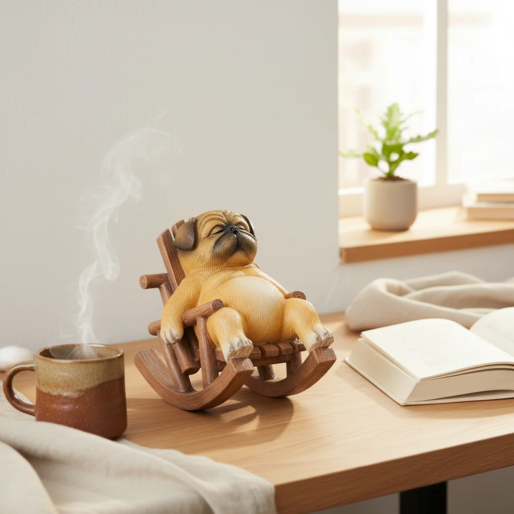 VILEAD Rocking Dog Figurine Hand-Crafted Resin Artistic Decorative Statuette For Home Desk Decor Modern Zen Interior Accessories