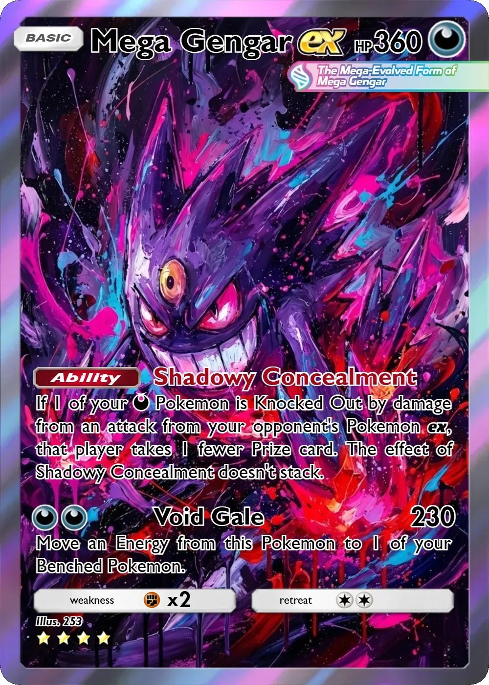 5Pcs Pokemon PTCG Cards Gengar Haunter Watercolour Style Holo Rare Booster Cards Set Creativity Collection Pokemon Cards - Image 2