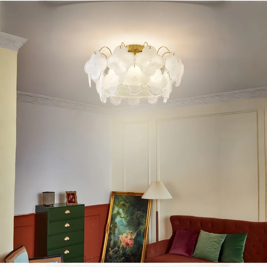 French Romantic Luxury Flower Ceiling Light, Elegant Decorative Lighting for Bedroom Living Room Dining Room Hallway Home Decor
