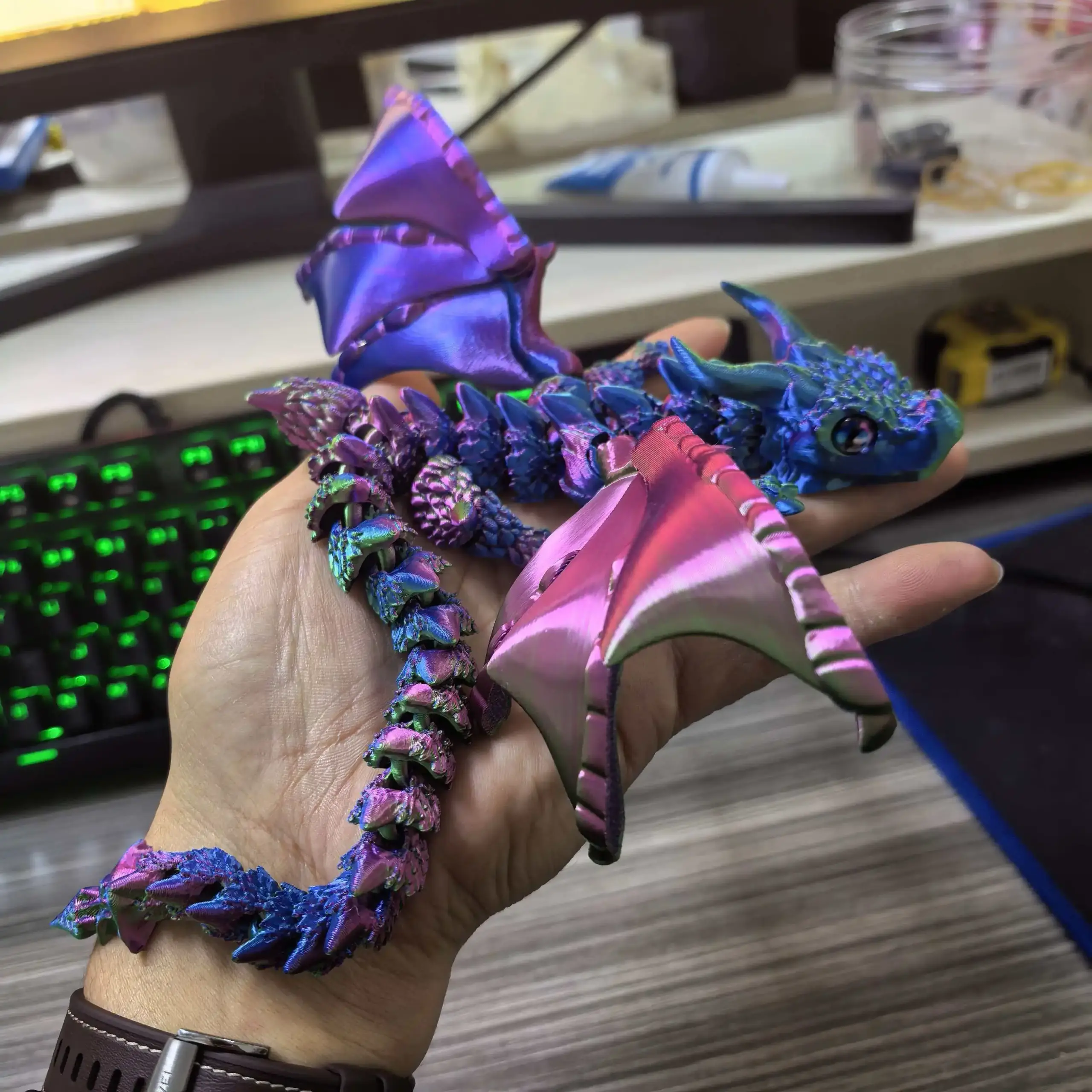 22-30CM 3D Printed Simulated Eyes Flying Dragon Baby Ornaments Joints Can Move Dragon Rockery Fish Tank Landscaping Decoration - Image 5