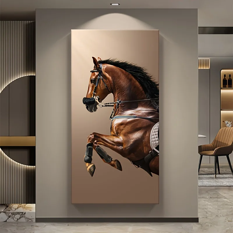 Modern Minimalist Horse Canvas Art Print - Elegant Frameless Wall Decor for Living Room, Bedroom, Home Office, Perfect for Indoo