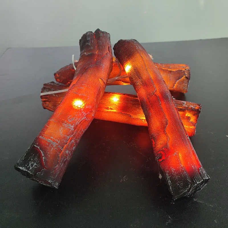 Flameless Fireplace Light Led Fireplace 3D Charcoal Lamp with Realistic Log Wood Burning Flame for Home Indoors Outdoor