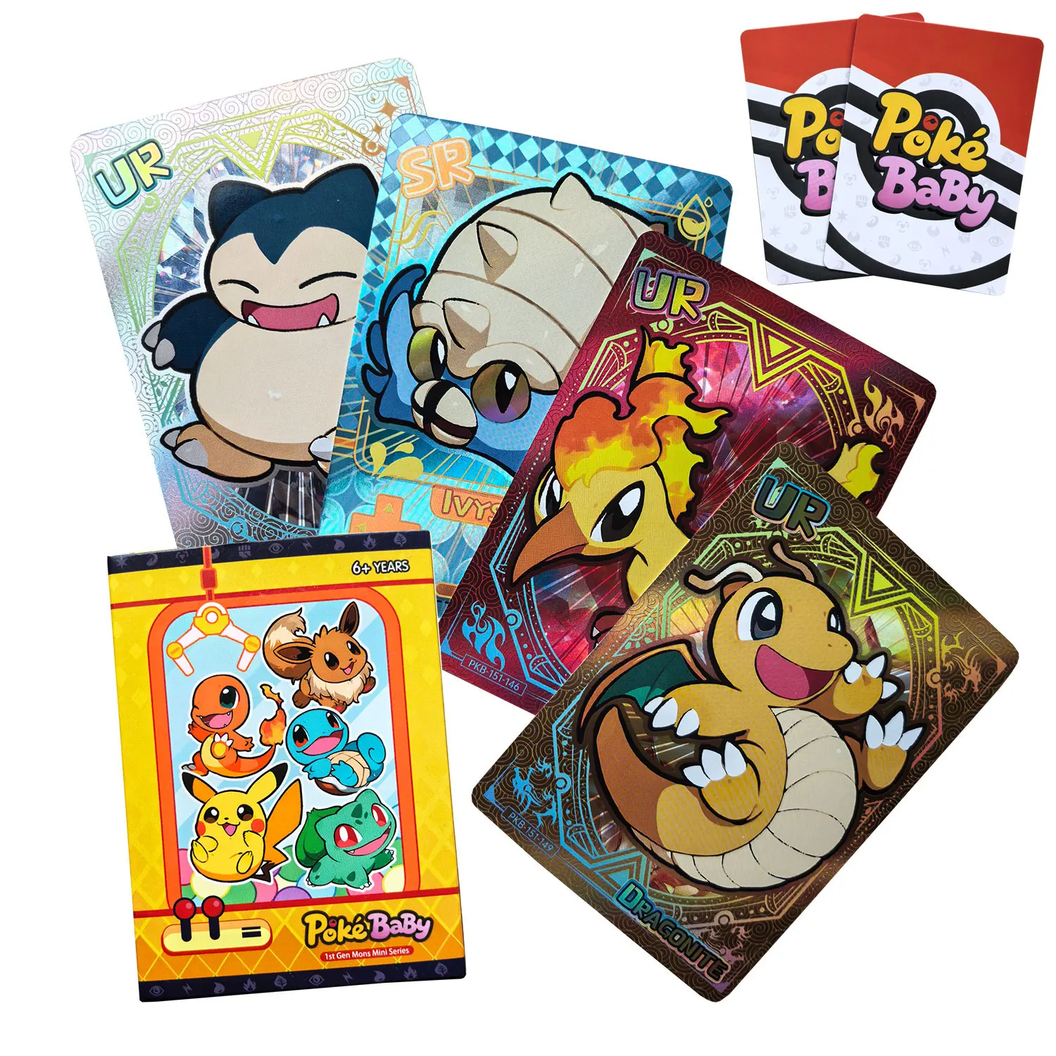 Shiny 59Pcs PokeBaBy Cute DIY Card Pokemon Holographic 1996 Q151 Anime Version Classical Collection Cards Gengar Charizard