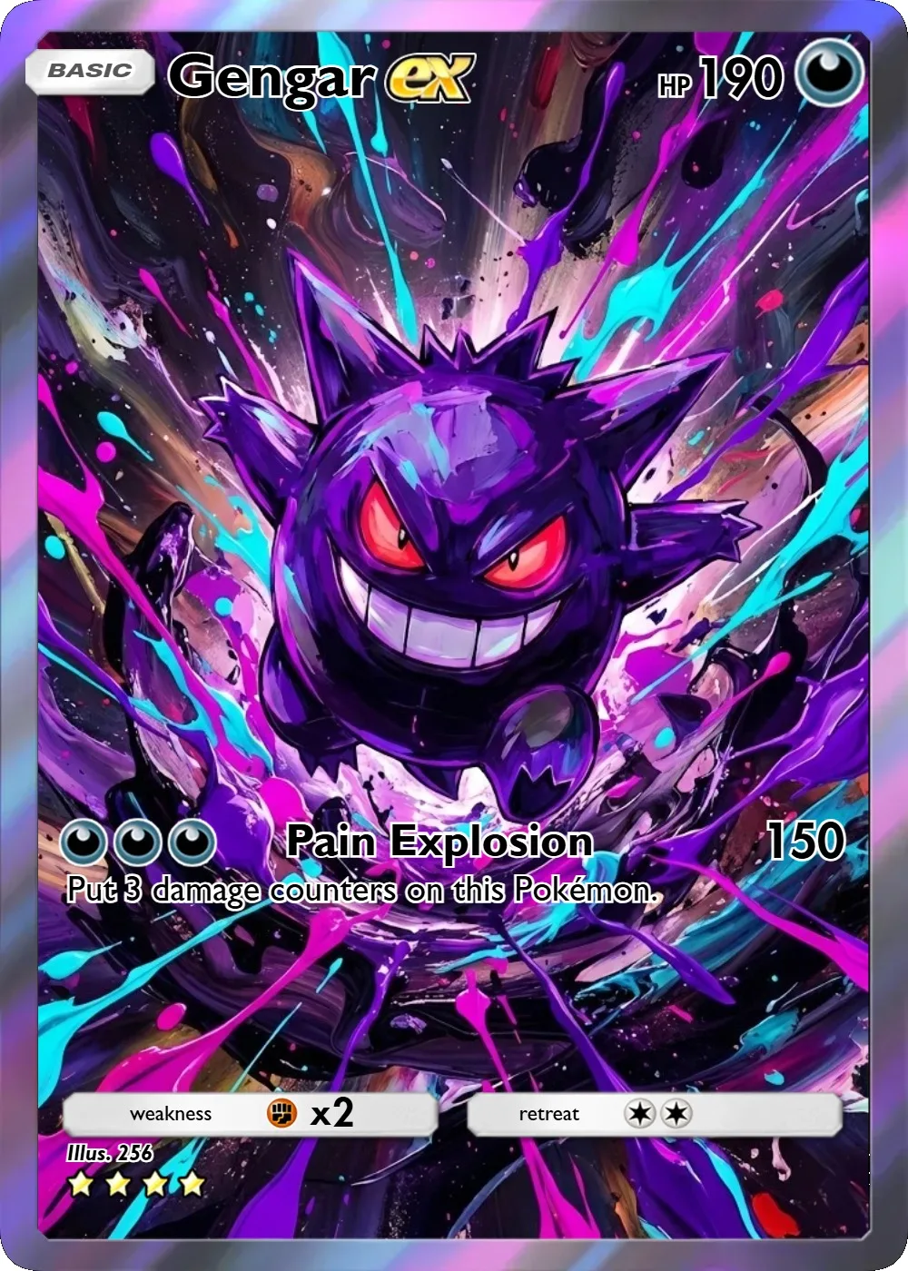 5Pcs Pokemon PTCG Cards Gengar Haunter Watercolour Style Holo Rare Booster Cards Set Creativity Collection Pokemon Cards - Image 5