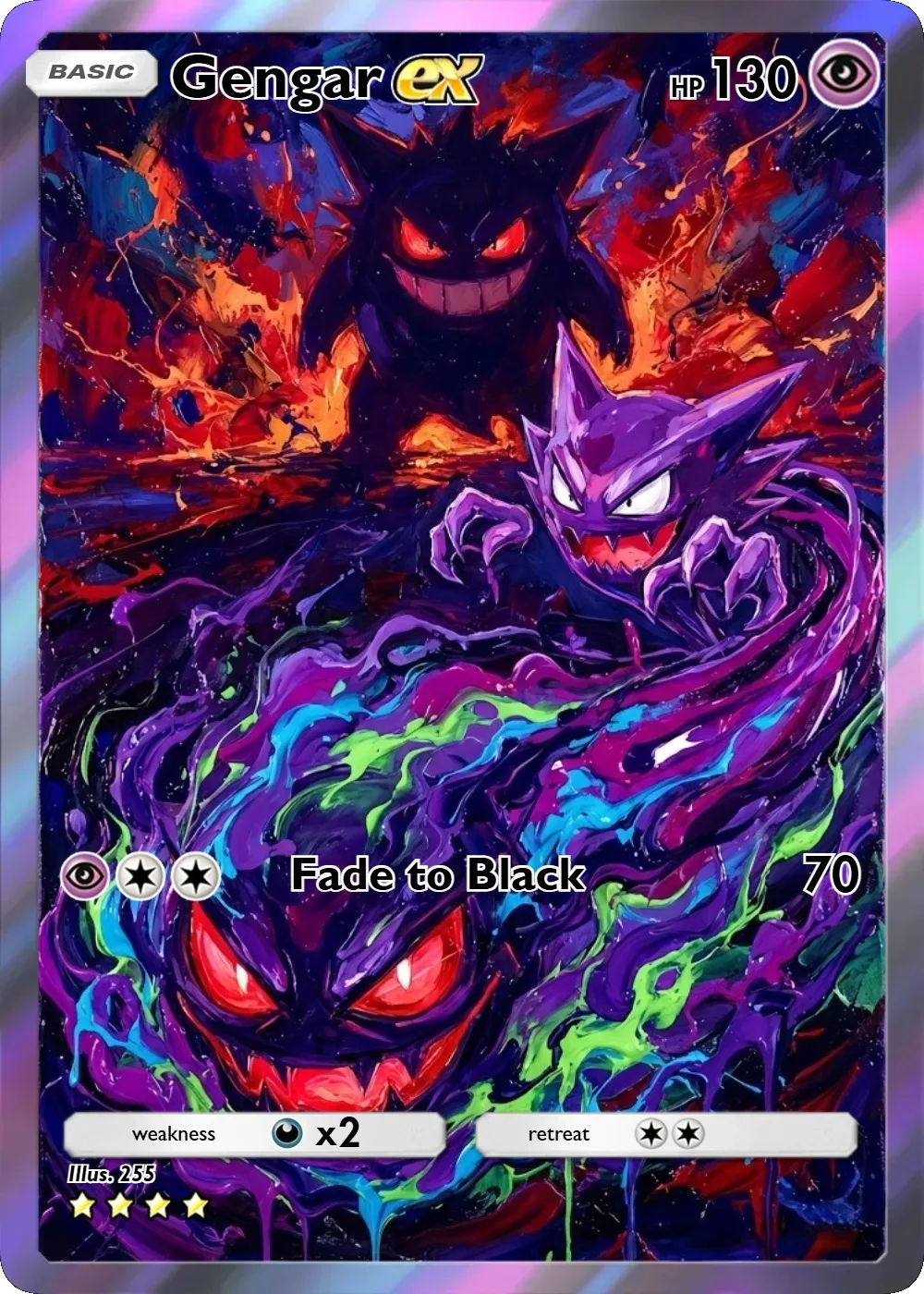 5Pcs Pokemon PTCG Cards Gengar Haunter Watercolour Style Holo Rare Booster Cards Set Creativity Collection Pokemon Cards - Image 4