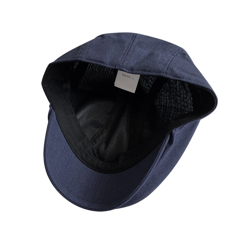 Spring And Summer Casual Men Flat Summer Linen Beret Hat Woman Dark Blue Dark Grey Breathable Cap Duckbill Driving Hats BLM240 - Image 6