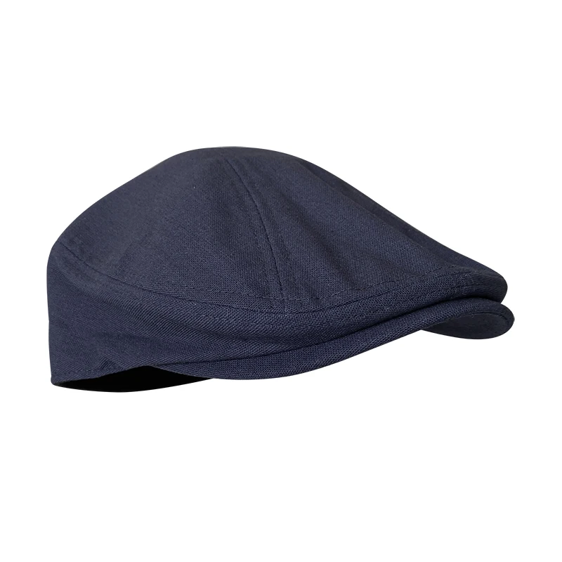 Spring And Summer Casual Men Flat Summer Linen Beret Hat Woman Dark Blue Dark Grey Breathable Cap Duckbill Driving Hats BLM240 - Image 3