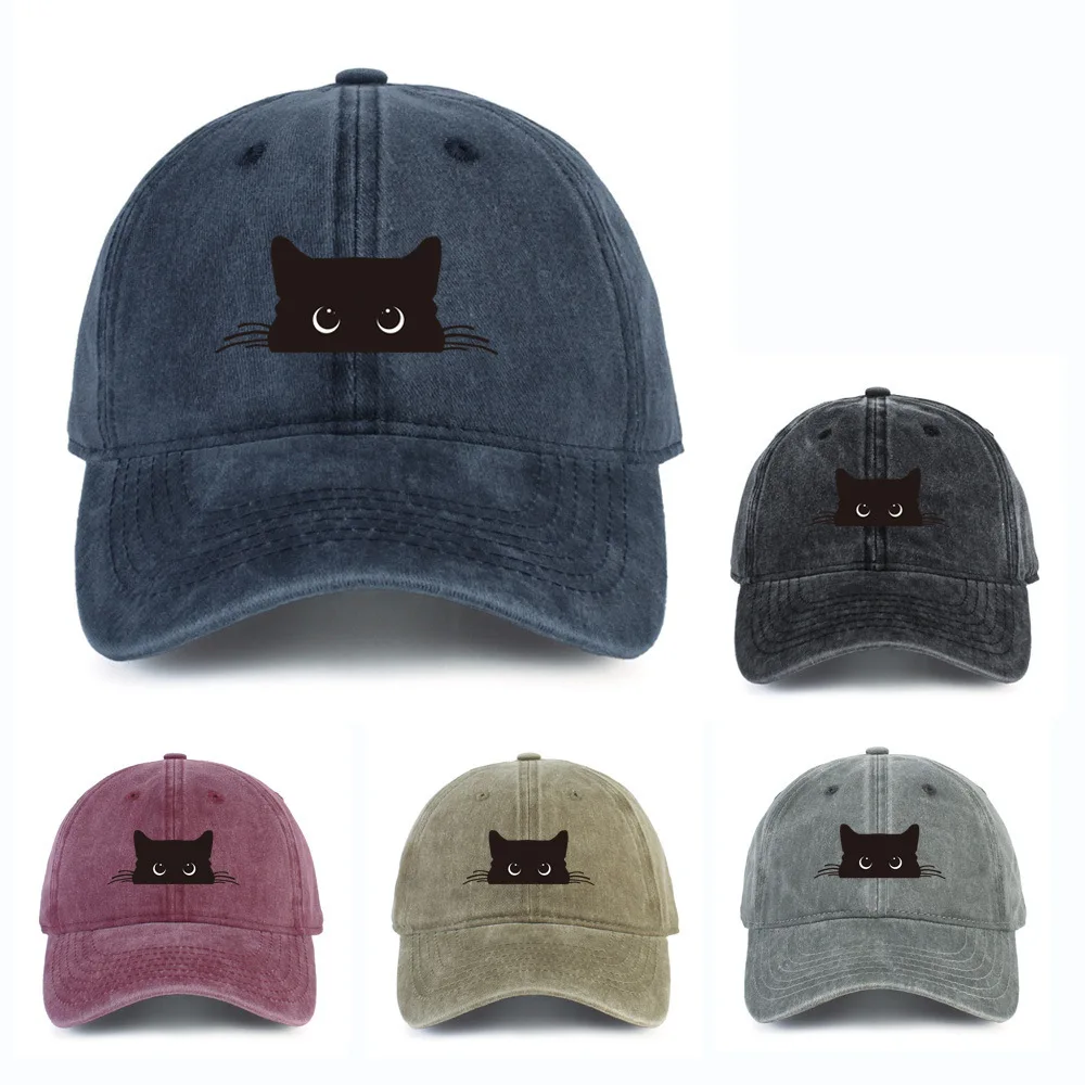 Cute cat print adjustable baseball cap for men and women, casual wear for outdoor travel, sun shading duckbill cap - Image 6