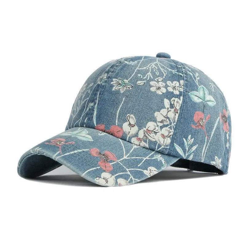 LDSLYJR Spring Denim Flower Print Casquette Baseball Cap Adjustable Outdoor Snapback Hats for Men and Women 170 - Image 3