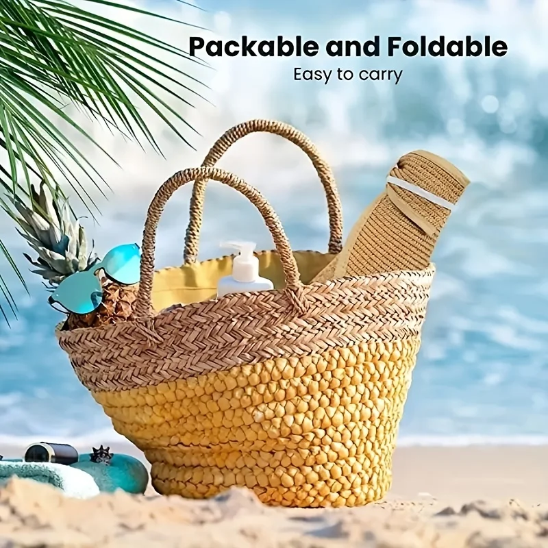 Women Summer Visors Hat Hat - Stylish and UV-Resistant for Outdoor HikingFoldable Sun Cap Wide Large Brim Beach Straw Hats Chape - Image 5