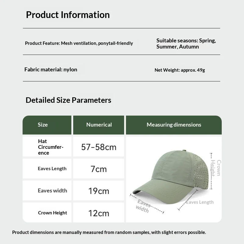 1pc Quick Drying Tongue Baseball Caps for Women Summer Protection Breathable Mesh Breathable Cap Stylish Adjustable Ponytail Hat - Image 5