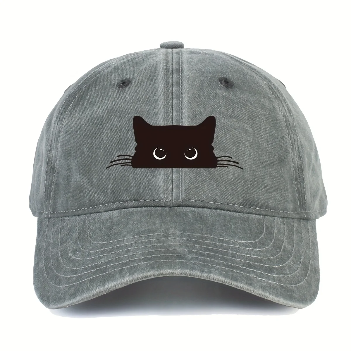 Cute cat print adjustable baseball cap for men and women, casual wear for outdoor travel, sun shading duckbill cap - Image 2