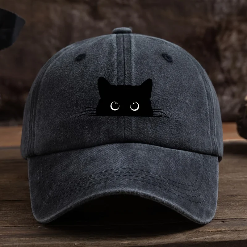 Cute cat print adjustable baseball cap for men and women, casual wear for outdoor travel, sun shading duckbill cap - Image 3