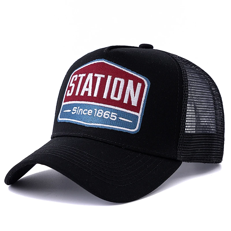 Unisex Baseball Cap Classic STATION Letter Pattern Mesh Cap Men And Women Breathable Streetwear Summer Trucker Hat - Image 2