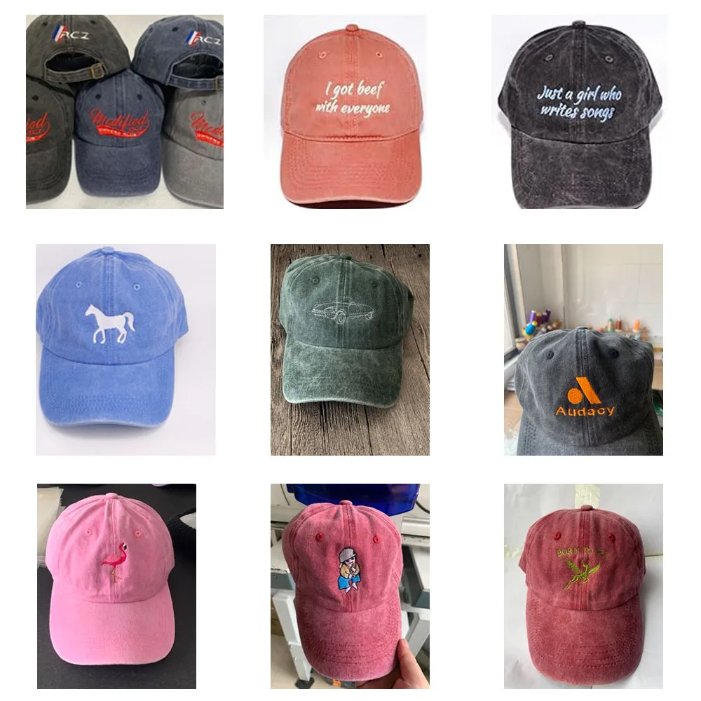 Custom Text Logo Embroidery Vintage Washed Cotton Baseball Cap Fashion Women Men Hat Sport Visors Snapback Cap Sun Hat - Image 3