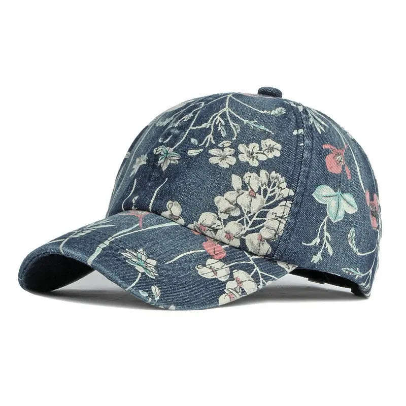 LDSLYJR Spring Denim Flower Print Casquette Baseball Cap Adjustable Outdoor Snapback Hats for Men and Women 170 - Image 4