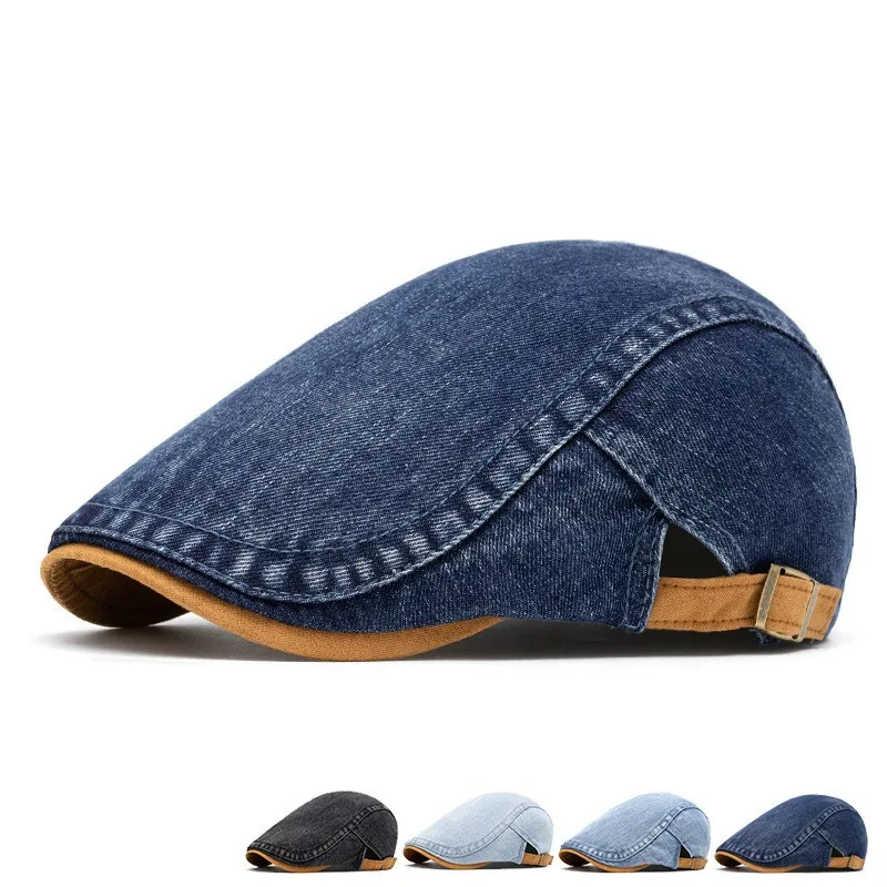 2025 Four Seasons Cotton Solid Newsboy Caps Men Flat Peaked Cap Women Painter Beret Hats 18