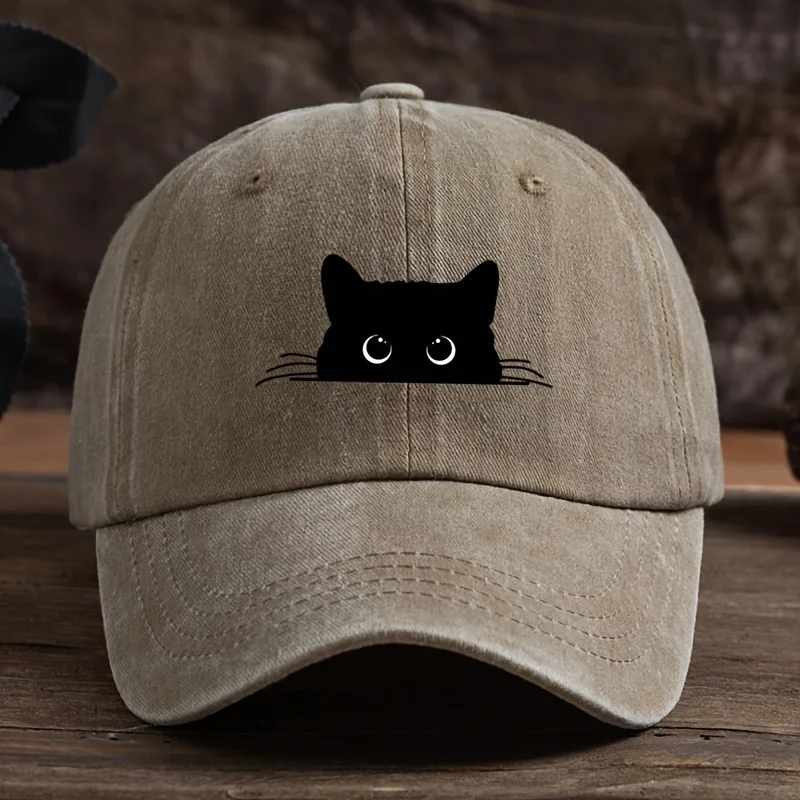 Cute cat print adjustable baseball cap for men and women, casual wear for outdoor travel, sun shading duckbill cap - Image 5