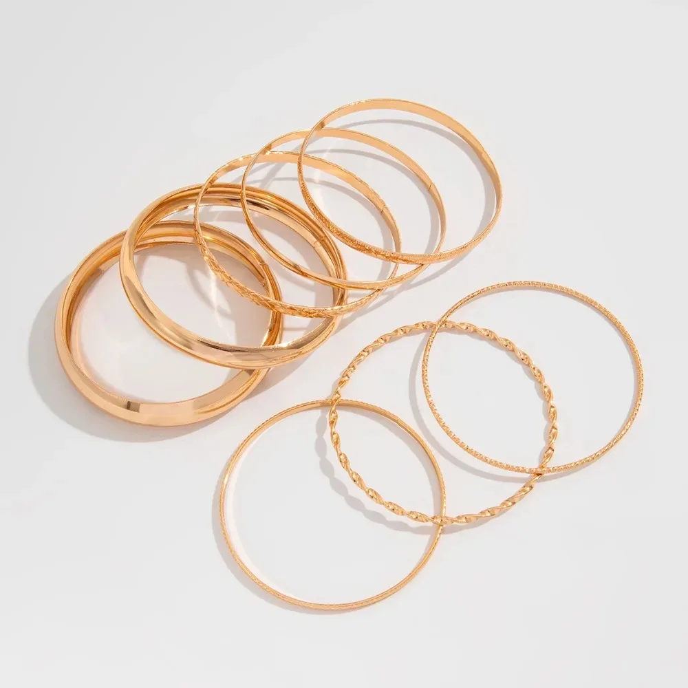 Iron Bracelets Set for Women Men Twist Texture Bangles Gold Silver Color Jewelry Statement Streetwear Goth Fashion Jewelry New - Image 6