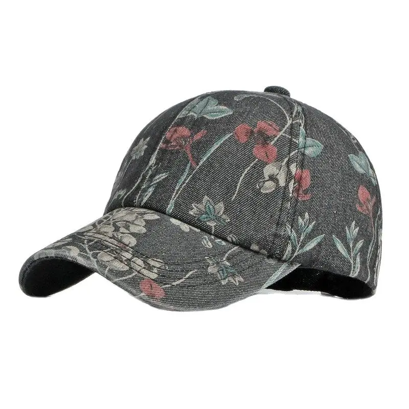 LDSLYJR Spring Denim Flower Print Casquette Baseball Cap Adjustable Outdoor Snapback Hats for Men and Women 170 - Image 2