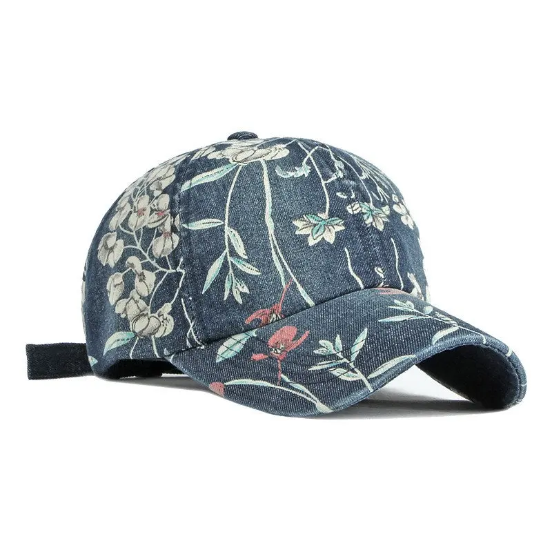 LDSLYJR Spring Denim Flower Print Casquette Baseball Cap Adjustable Outdoor Snapback Hats for Men and Women 170 - Image 5