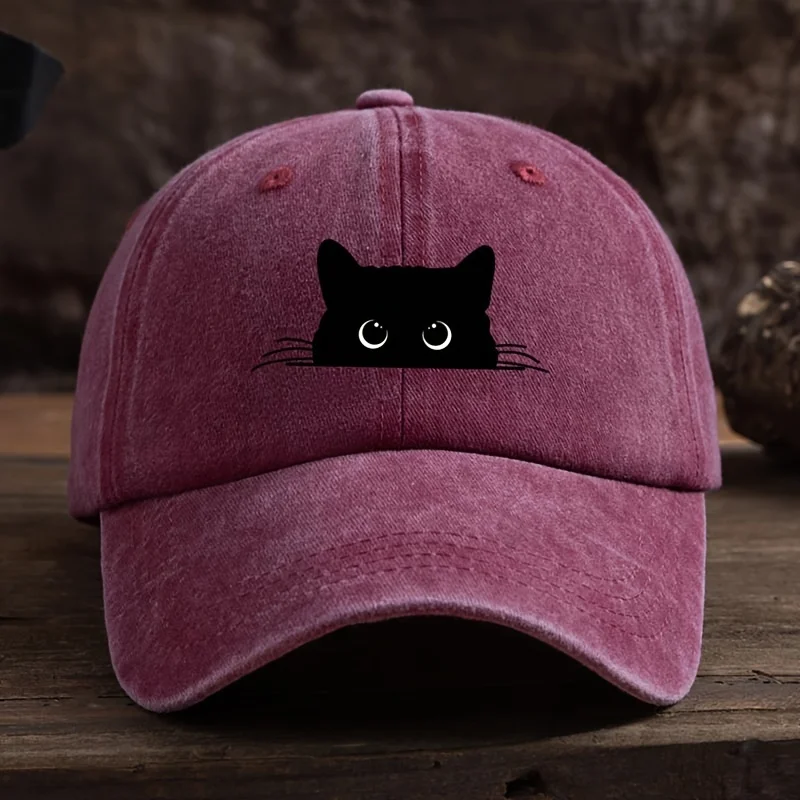 Cute cat print adjustable baseball cap for men and women, casual wear for outdoor travel, sun shading duckbill cap - Image 4