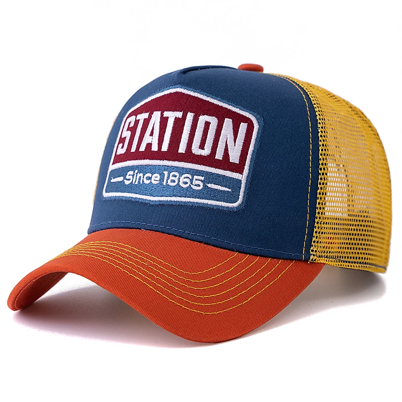 Unisex Baseball Cap Classic STATION Letter Pattern Mesh Cap Men And Women Breathable Streetwear Summer Trucker Hat - Image 3