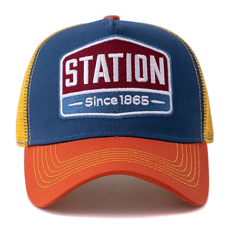 Unisex Baseball Cap Classic STATION Letter Pattern Mesh Cap Men And Women Breathable Streetwear Summer Trucker Hat - Image 4