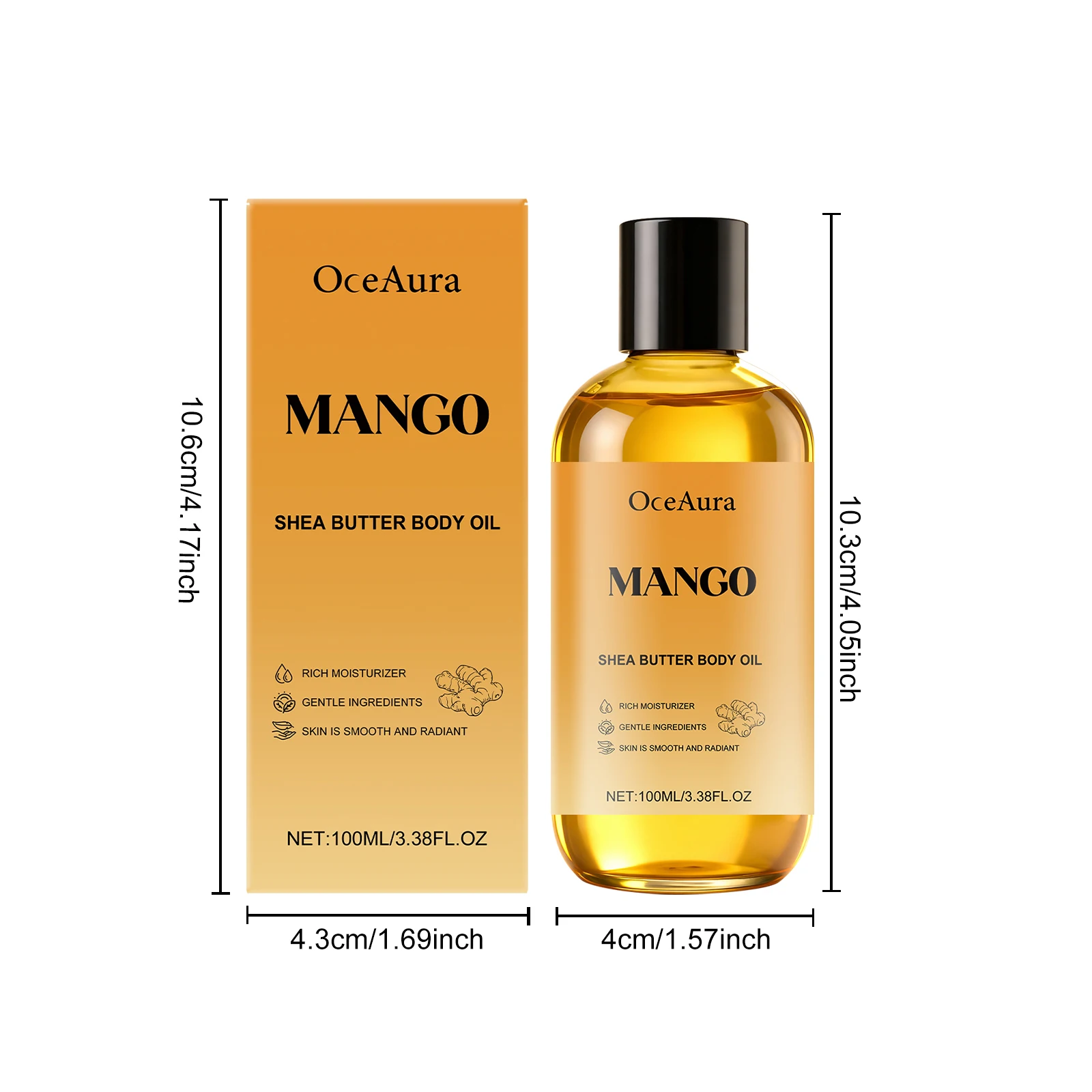 Oceaura 100ml Mango Shea Butter Body Oil Nourish Body Moisturize Soft Smooth Skincare Non Greasy Fresh Spa Massage Skin Oil - Image 6