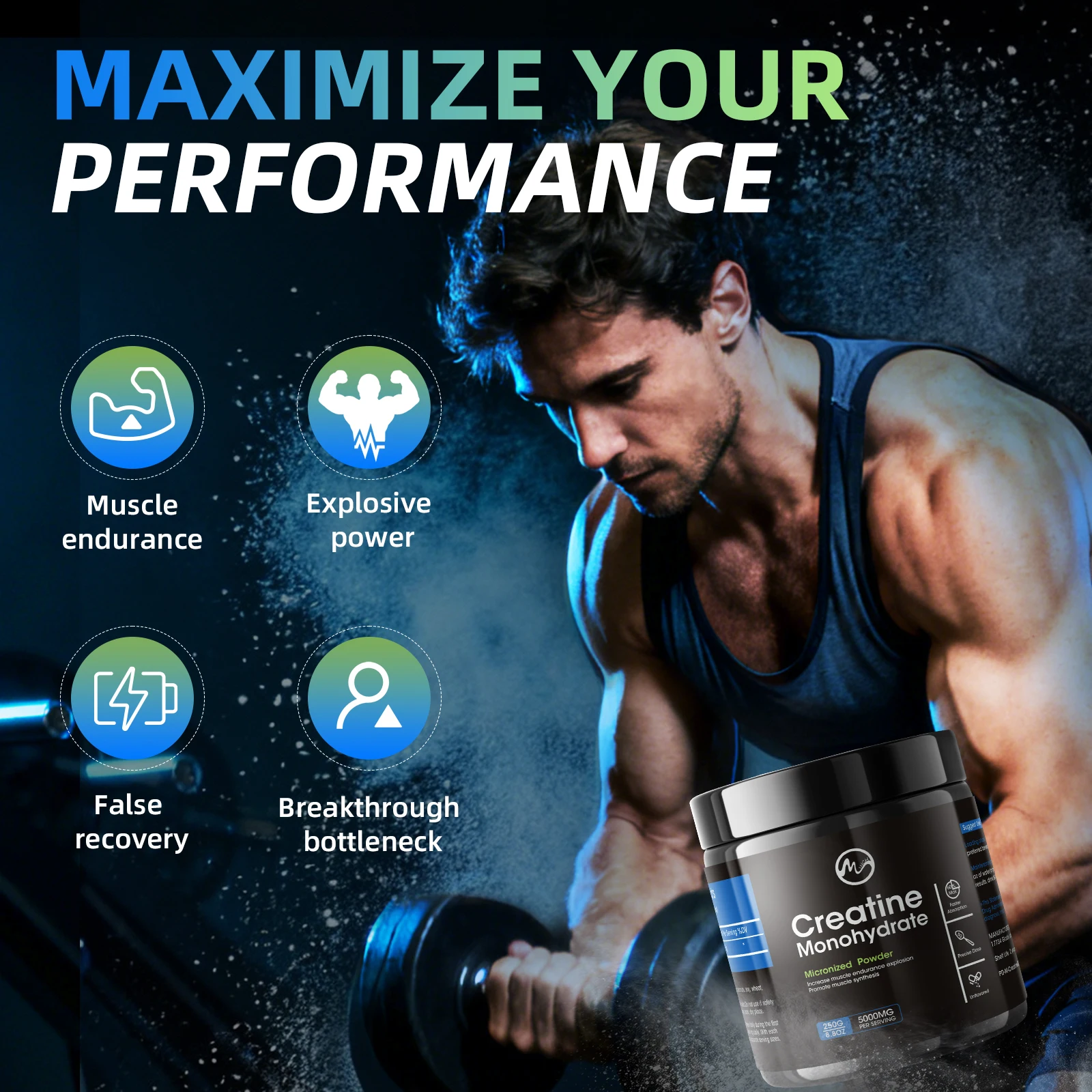 Minch Creatine Monohydrate Powder 5000mg Creatine Muscle Builder Post Workout Gain Strength Build Muscle for Men & Women - Image 4