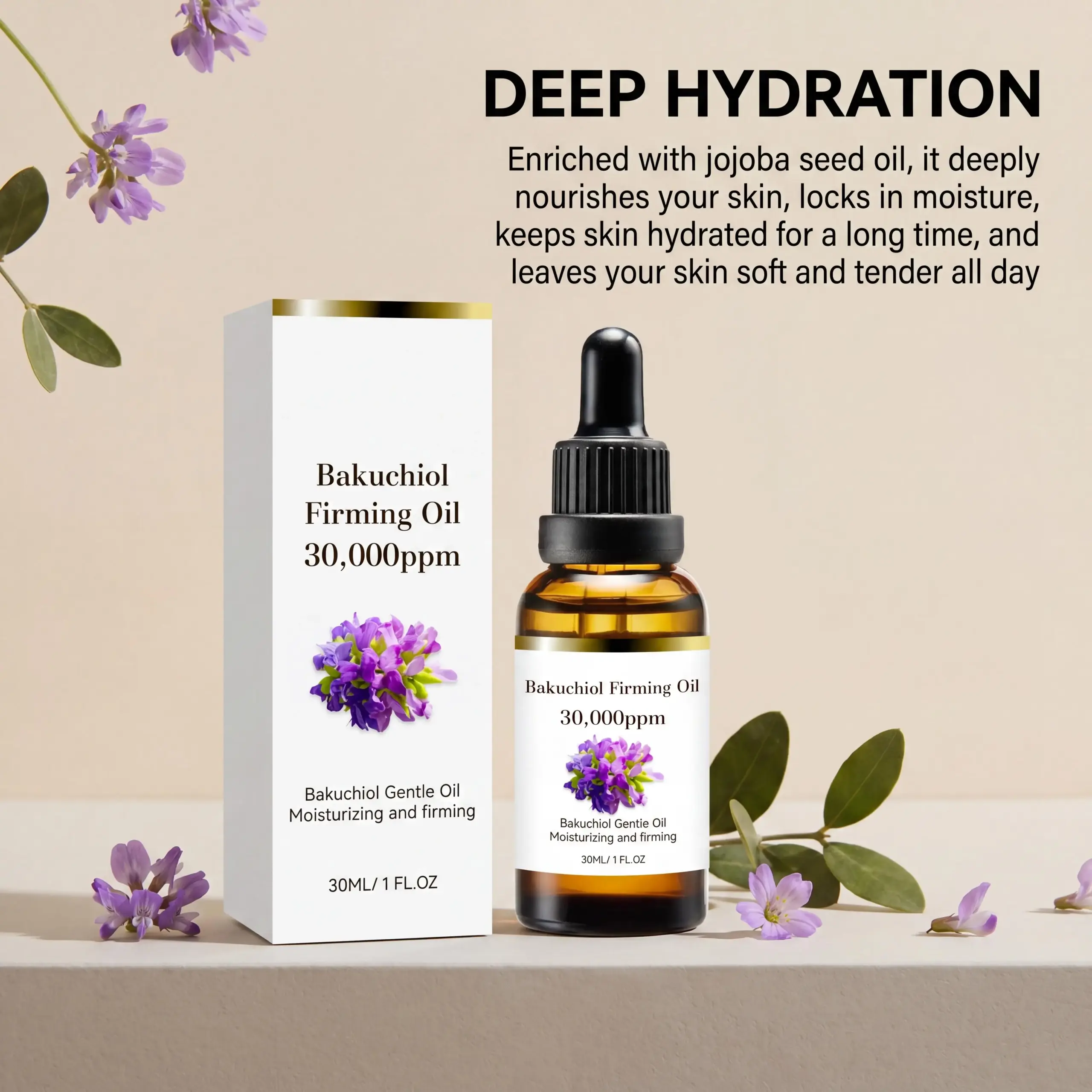 Bakuchiol Restorative Face Oil Jojoba Seed Oil Deep Moisturizing Boosting Elasticity Smoothing Fine Lines Firming Skin Contours Anti-Aging Beauty Care Oil - Image 2