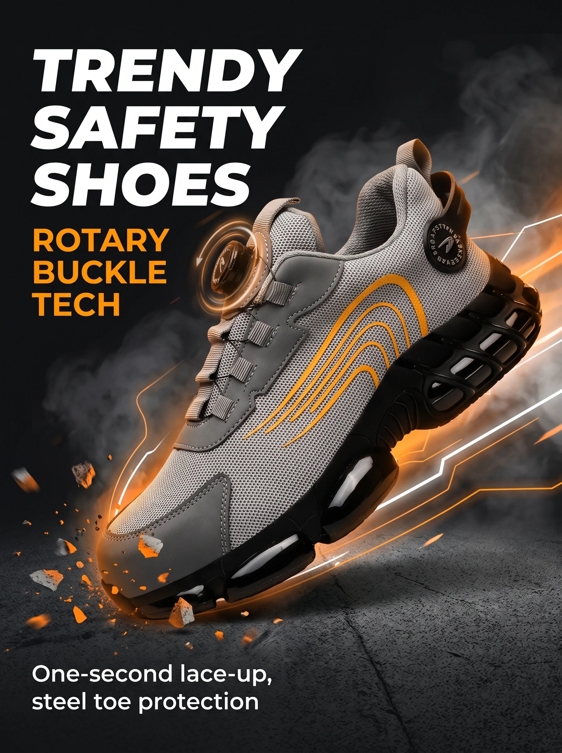 Rotary Button Safety Shoes Men Steel Toe Sneakers Puncture Proof Work Safety Boots Air Cushion Sport Work Shoes Anti-smash Boots