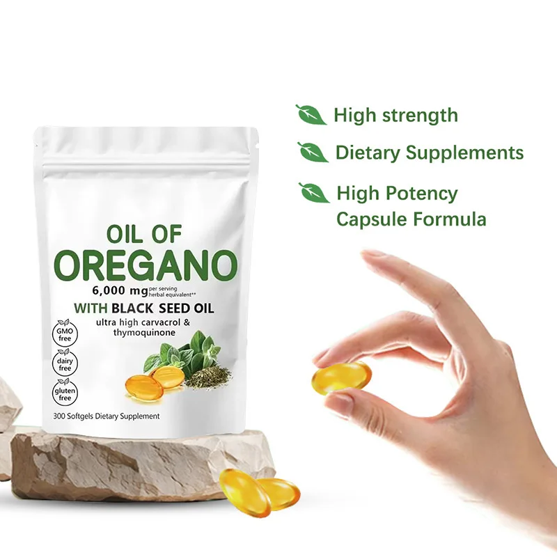 Oregano Oil & Black Seed Oil Herbal Softgels, All Natural Dietary Supplement 300 Capsules - Image 6