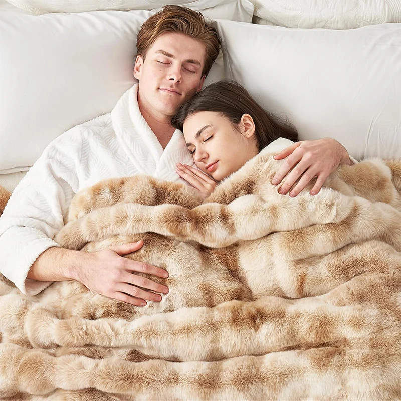 Soft Cozy Faux Fur Rabbit Blanket, Warm Thick for Bed Sofa Office, Elegant Home Decor, Perfect Gift, Durable and Versatile - Image 6