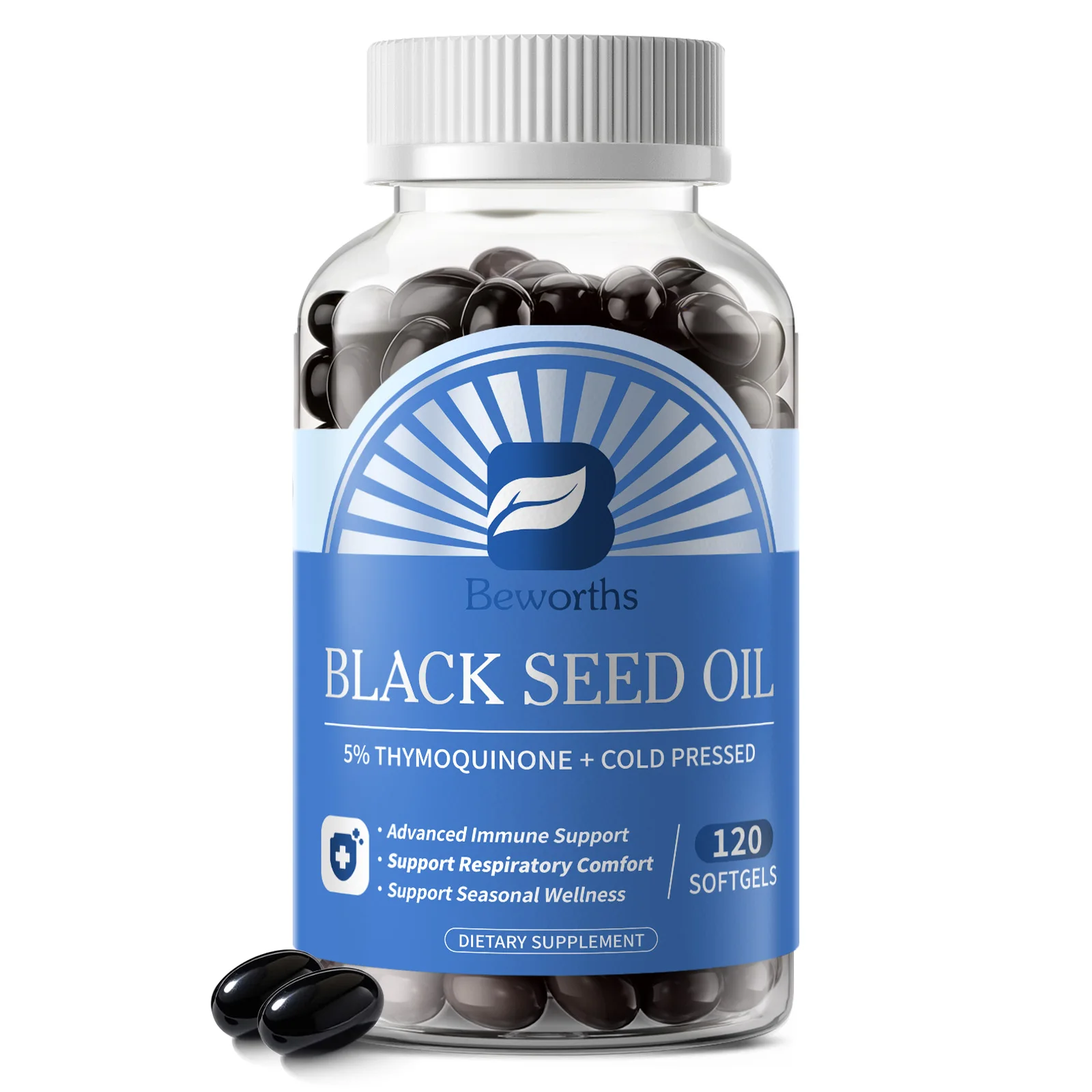BEWORTHS 855mg Premium Black Seed Oil Capsules with Black Elderberry Extract Oregano Oil Extract Zinc + Vitamin D3 ALL-SEASON IMMUNE SUPPORT RESPIRATORY COMFORT SUPPORT