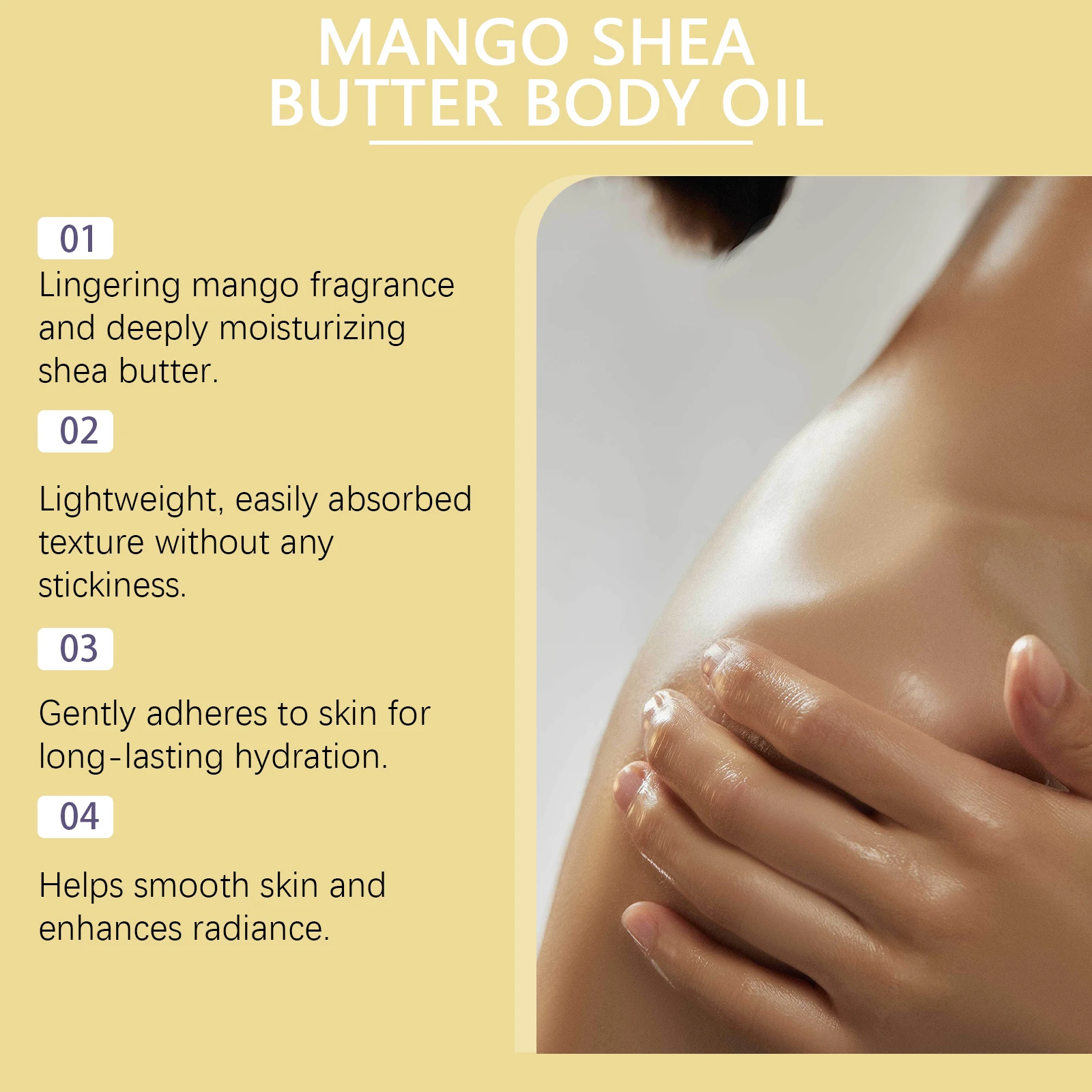 Oceaura 100ml Mango Shea Butter Body Oil Nourish Body Moisturize Soft Smooth Skincare Non Greasy Fresh Spa Massage Skin Oil - Image 2