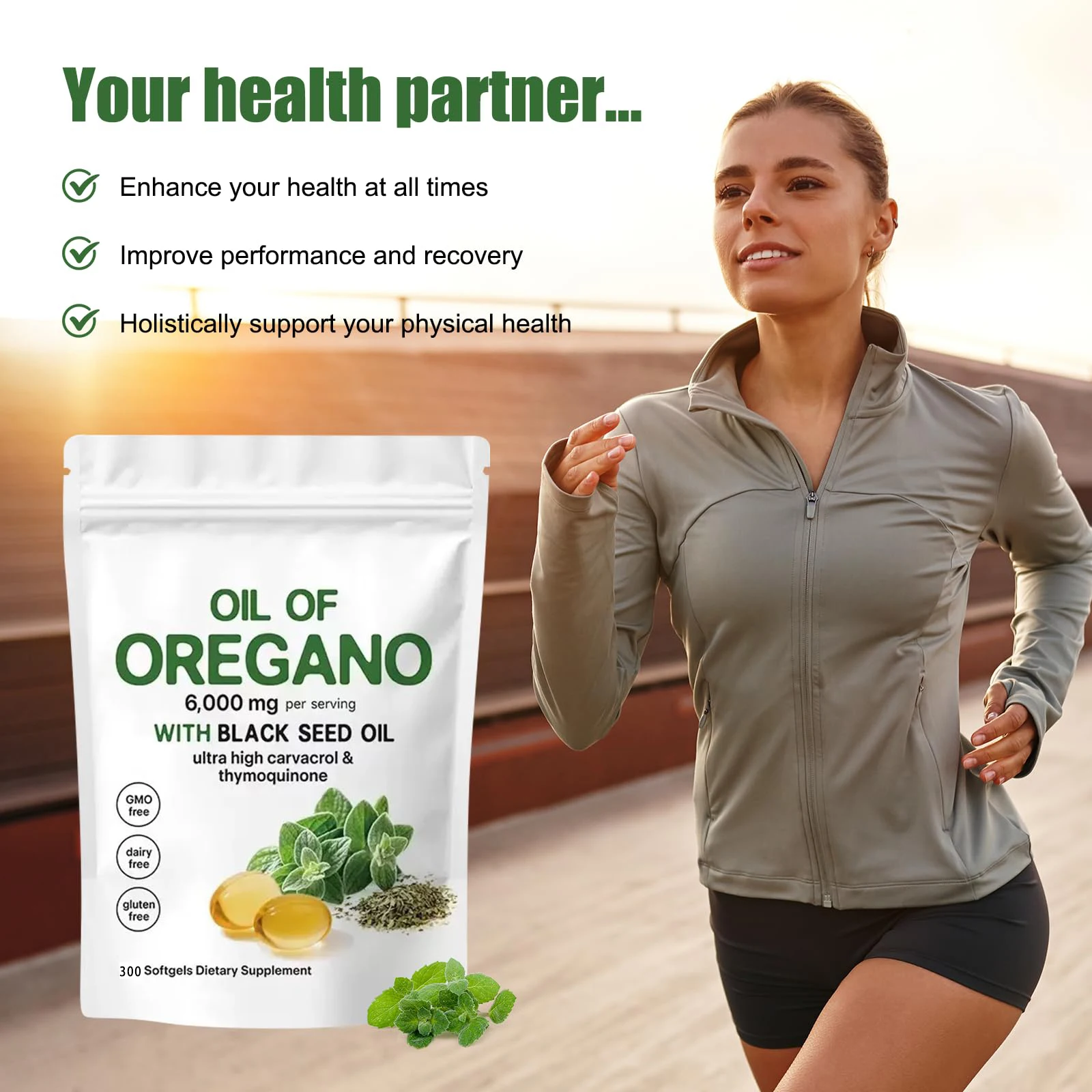 Oregano Oil & Black Seed Oil Herbal Softgels, All Natural Dietary Supplement 300 Capsules - Image 4