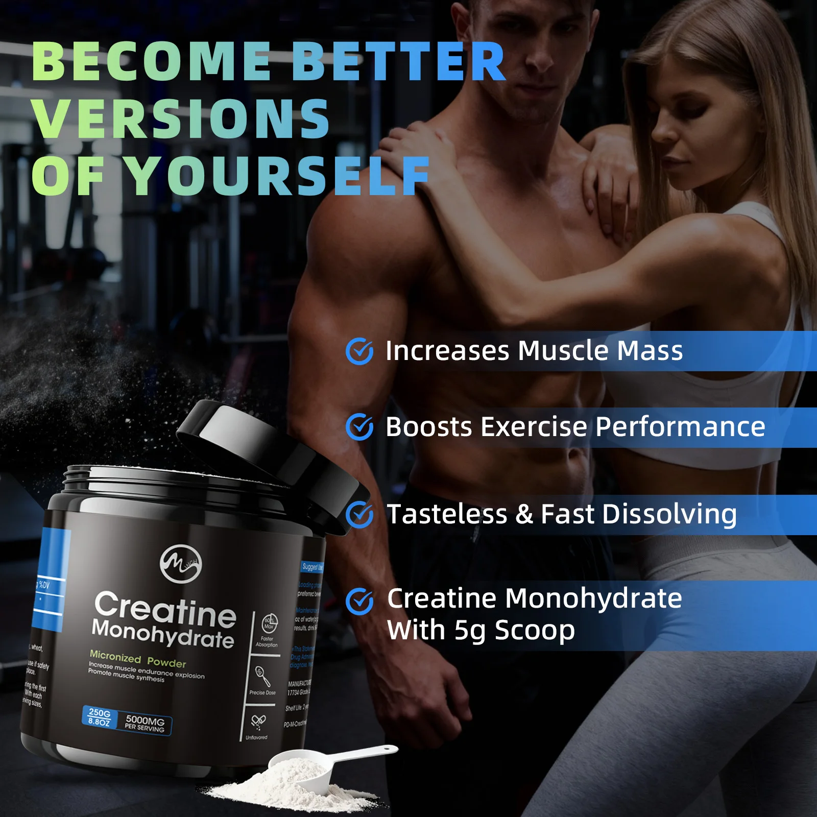 Minch Creatine Monohydrate Powder 5000mg Creatine Muscle Builder Post Workout Gain Strength Build Muscle for Men & Women - Image 6